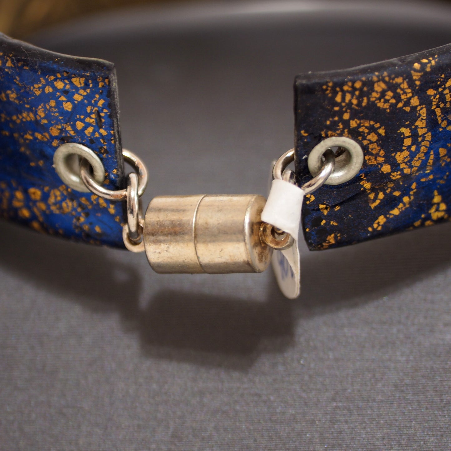 Blue and Gold Polymer Bracelet B200005