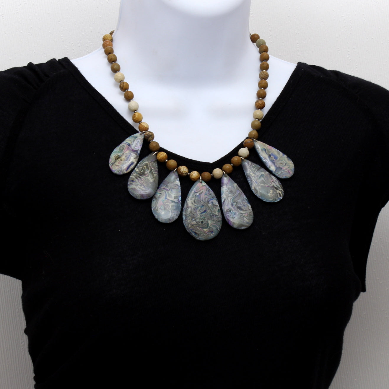 Jasper And Mokume-Gane Style Necklace N200004