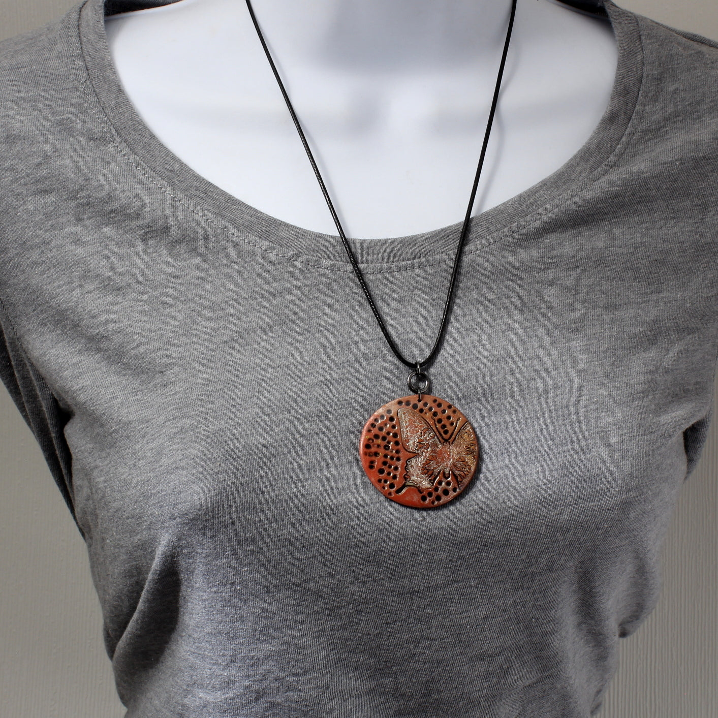 Butterfly Dots Polymer Clay Necklace N210035