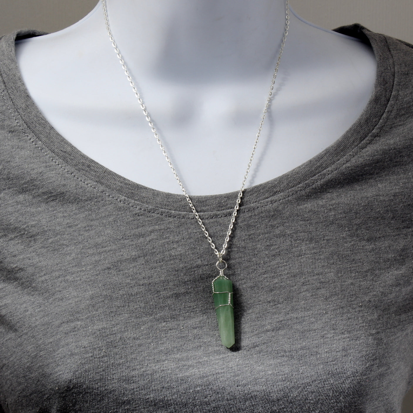 Wire Wrapped Green Aventurine Necklace N210113
