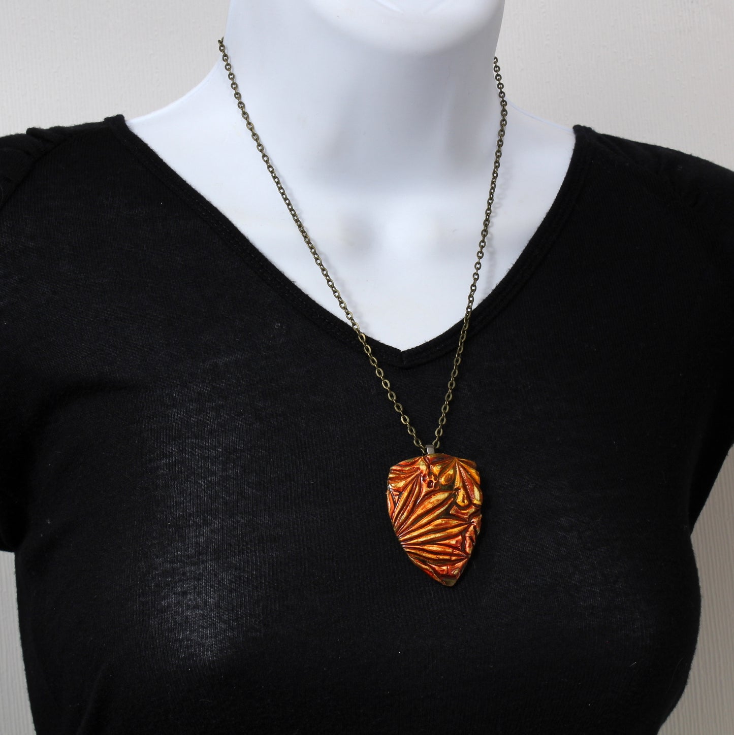 Orange Faux Batik Necklace N220039