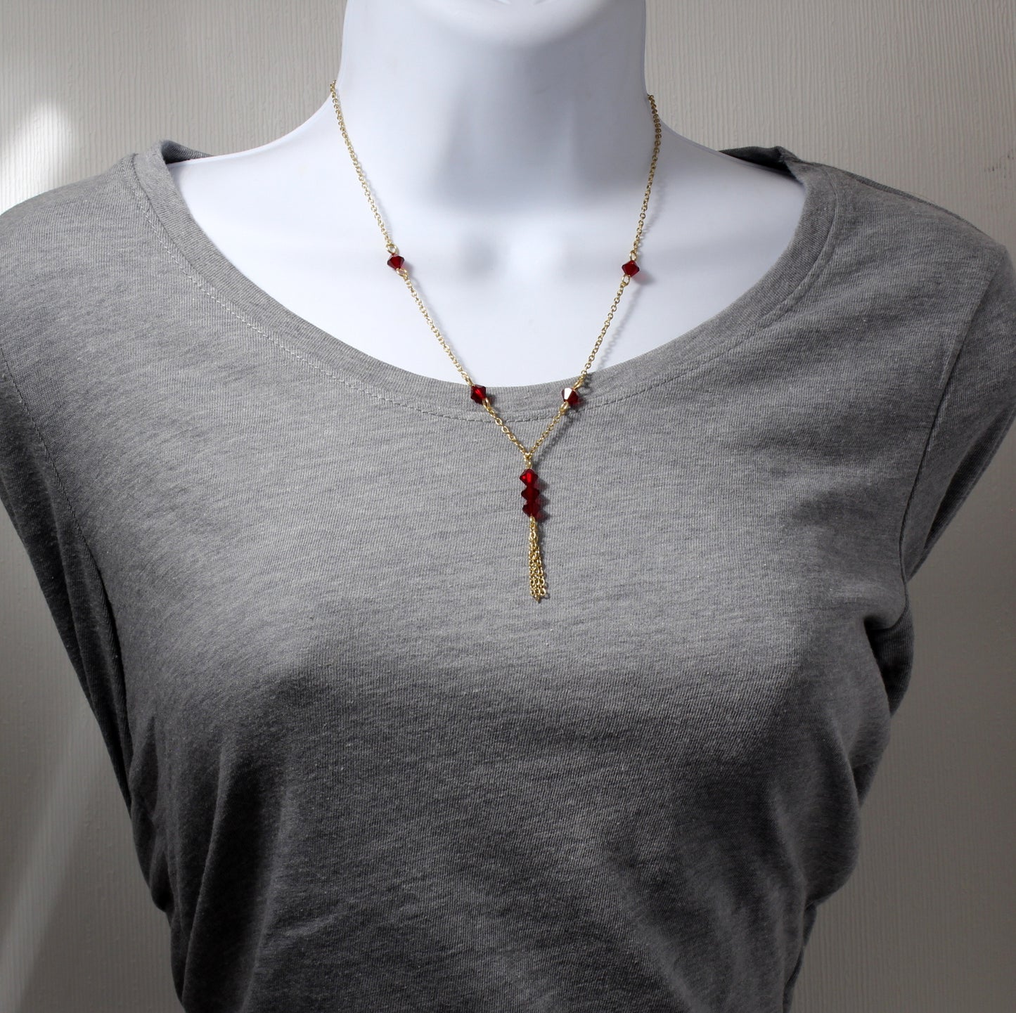 Red Czech Crystal Necklace N220044