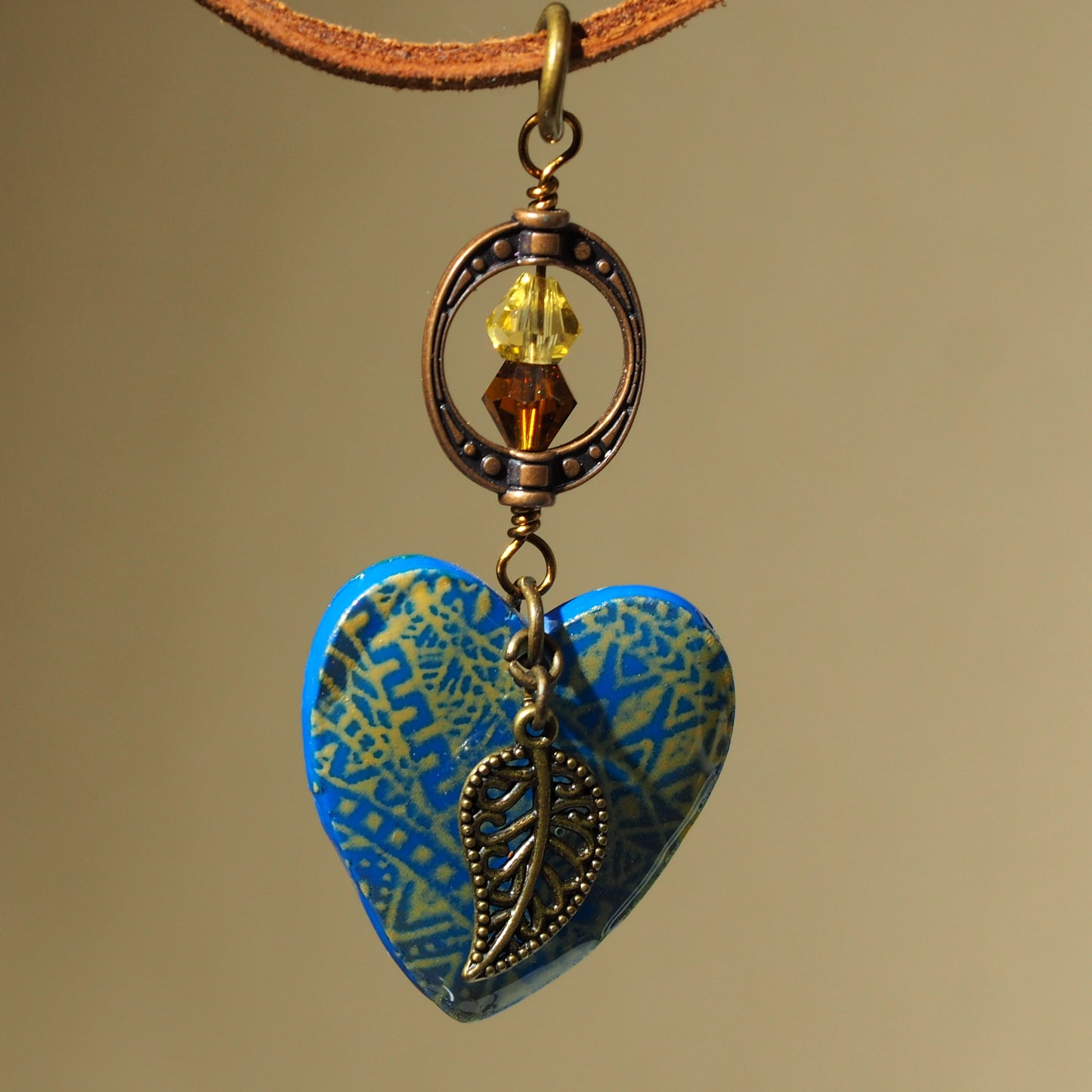 Blue Screen Printed Necklace N220082