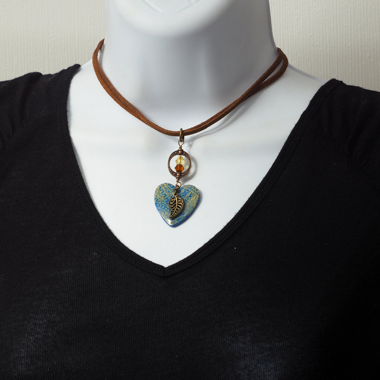 Blue Screen Printed Necklace N220082