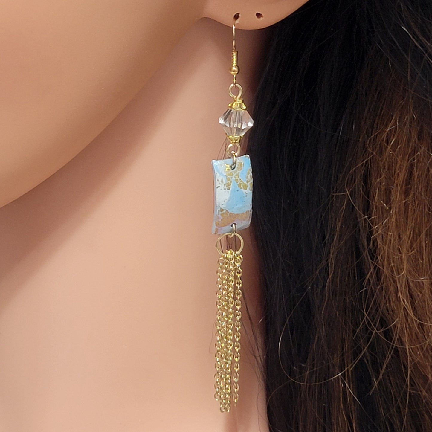 Abstract  Crystal with Chain Earrings 20E0028