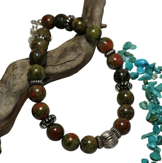 Molted Green Jasper Anklet A220026