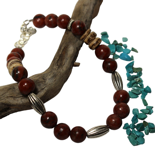 Red Jasper Beaded Anklet A220027