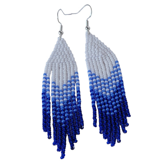 BLUE TRI-COLOR FRINGE EARRINGS 24E0025