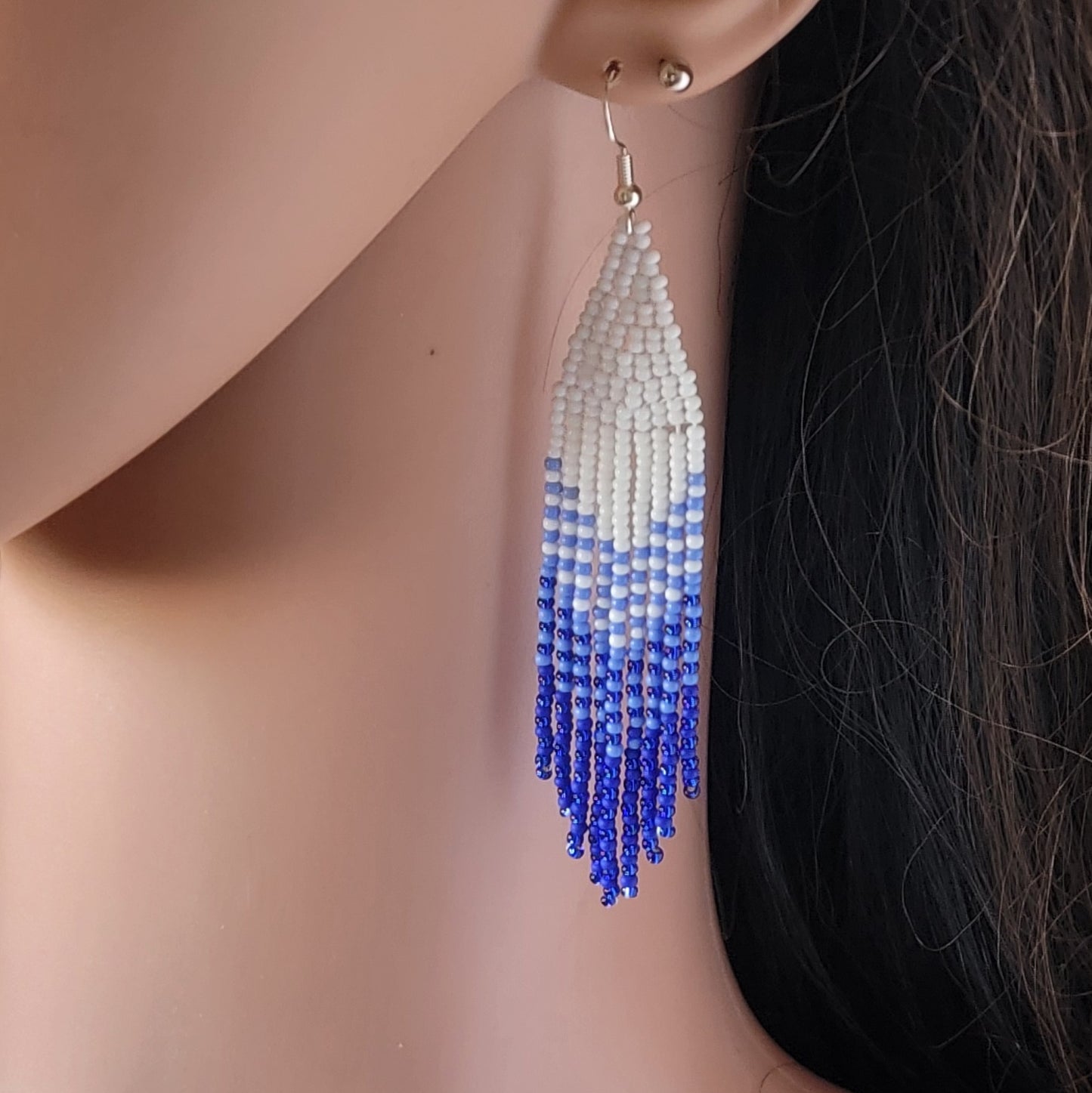 BLUE TRI-COLOR FRINGE EARRINGS 24E0025