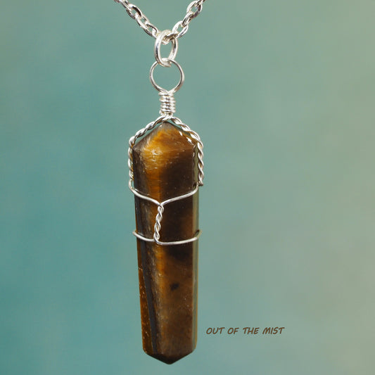 Wire Wrapped Tigers Eye Necklace N200058