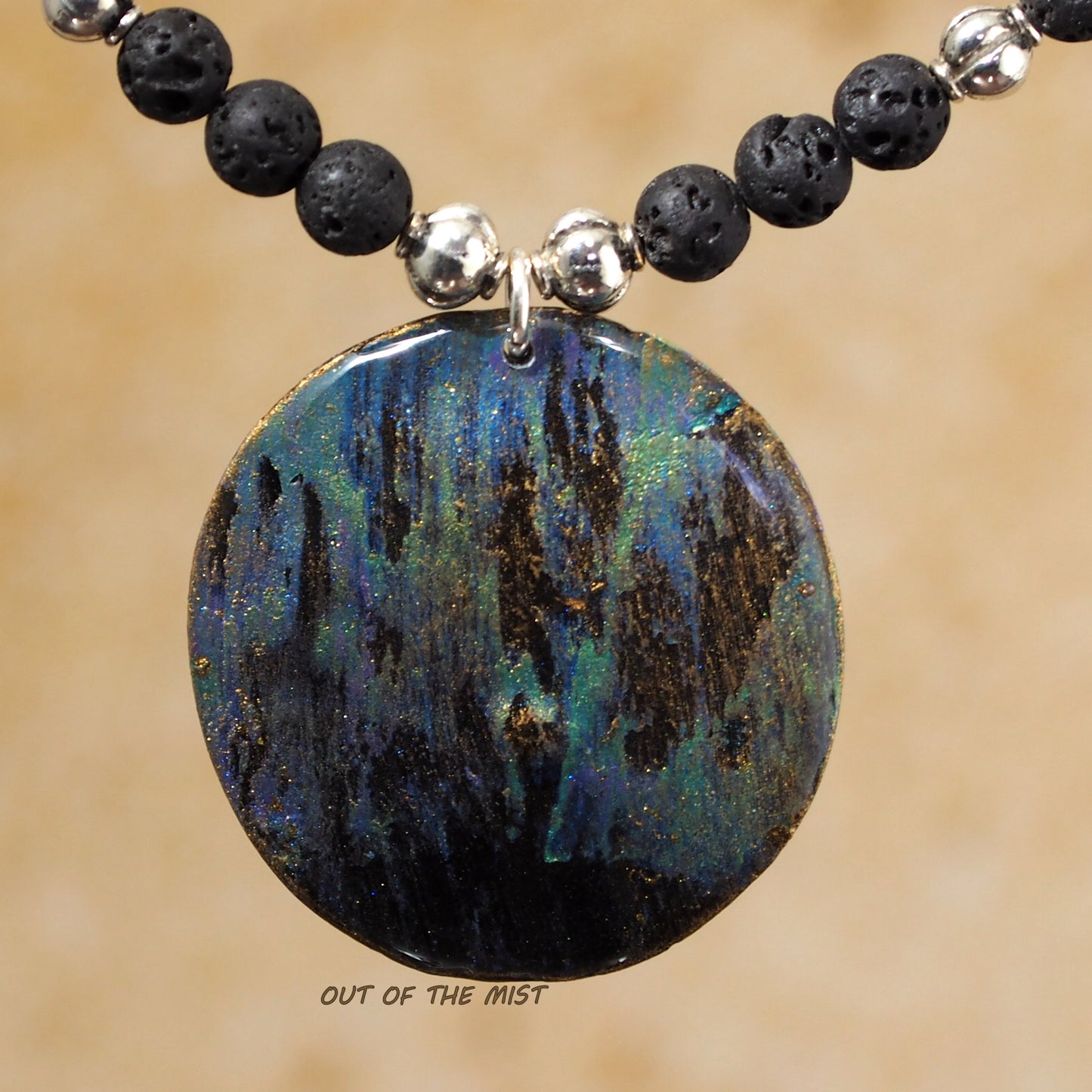 Lava Stone And Polymer Clay Necklace N200066