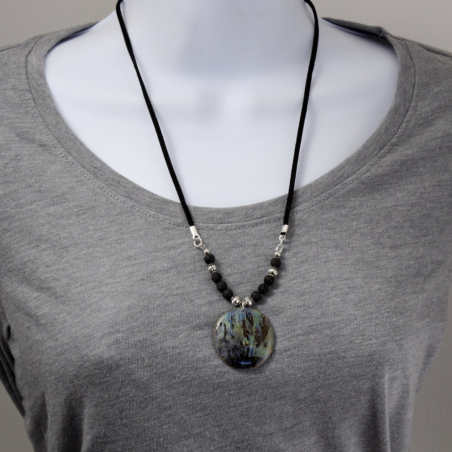 Lava Stone And Polymer Clay Necklace N200066