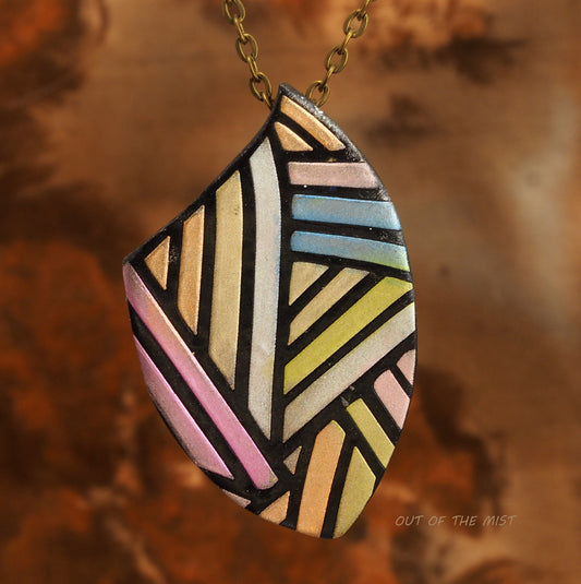 Abstract Multi-color Polymer Clay Necklace N200179