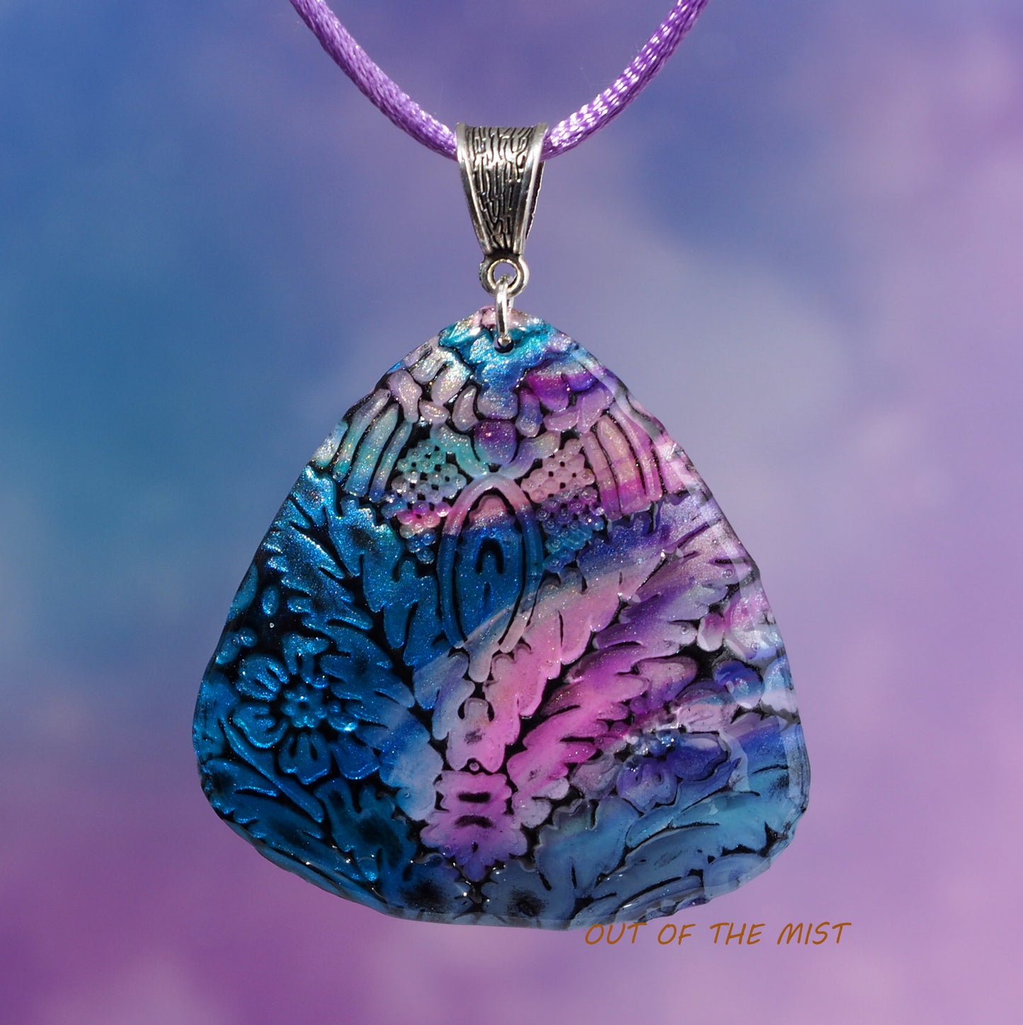 Stamped Multi-colored Polymer Clay Necklace N210016