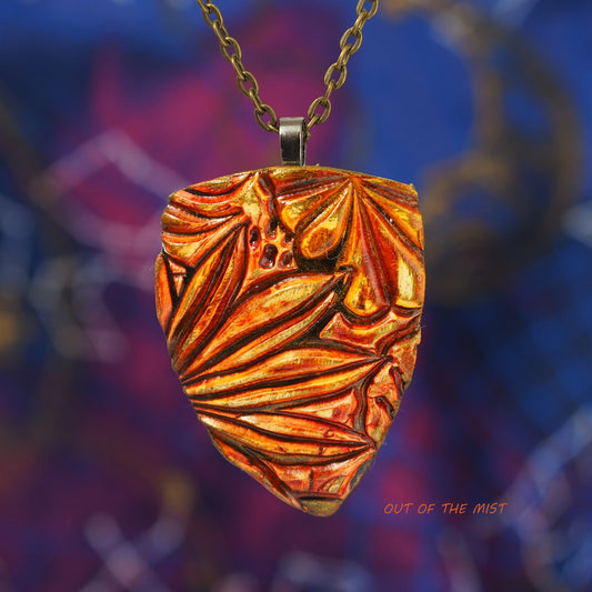 Orange Faux Batik Necklace N220039