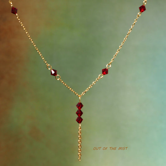 Red Czech Crystal Necklace N220044